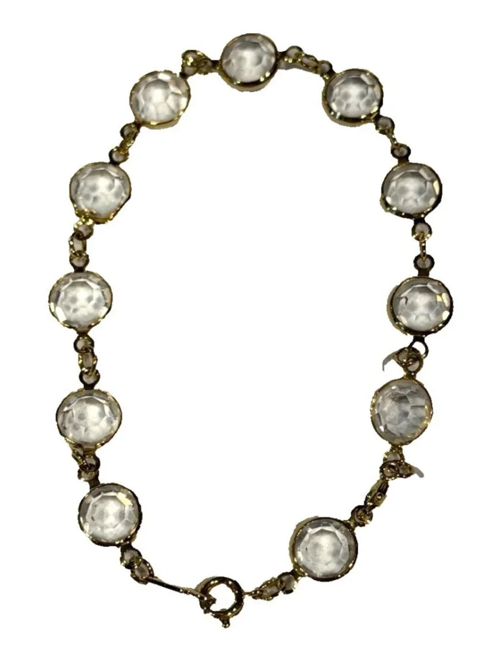 Swarovski Swan Clear Bezel Crystals Goldtone Bracelet Vintage 8.5
